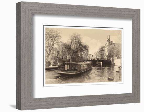 Boats on a canal in Amsterdam, rendered like old style image-Sheila Haddad-Framed Photographic Print