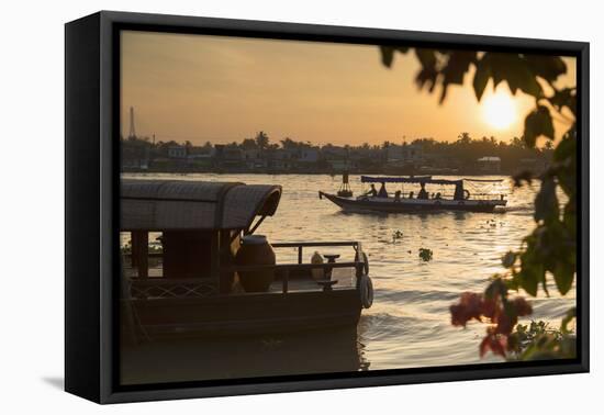 Boats on Can Tho River at Dawn, Can Tho, Mekong Delta, Vietnam, Indochina, Southeast Asia, Asia-Ian Trower-Framed Premier Image Canvas