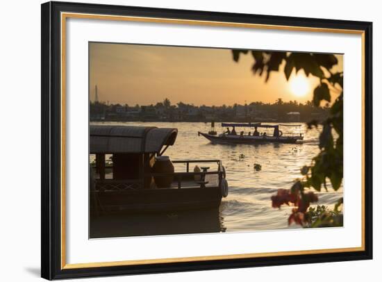 Boats on Can Tho River at Dawn, Can Tho, Mekong Delta, Vietnam, Indochina, Southeast Asia, Asia-Ian Trower-Framed Photographic Print