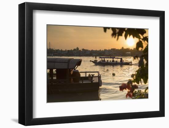 Boats on Can Tho River at Dawn, Can Tho, Mekong Delta, Vietnam, Indochina, Southeast Asia, Asia-Ian Trower-Framed Photographic Print