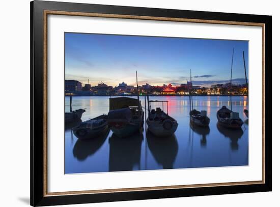 Boats on Can Tho River at Sunset, Can Tho, Mekong Delta, Vietnam, Indochina, Southeast Asia, Asia-Ian Trower-Framed Photographic Print