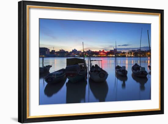 Boats on Can Tho River at Sunset, Can Tho, Mekong Delta, Vietnam, Indochina, Southeast Asia, Asia-Ian Trower-Framed Photographic Print