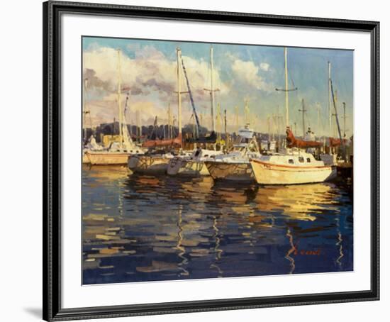 Boats On Glassy Harbor-Furtesen-Framed Art Print