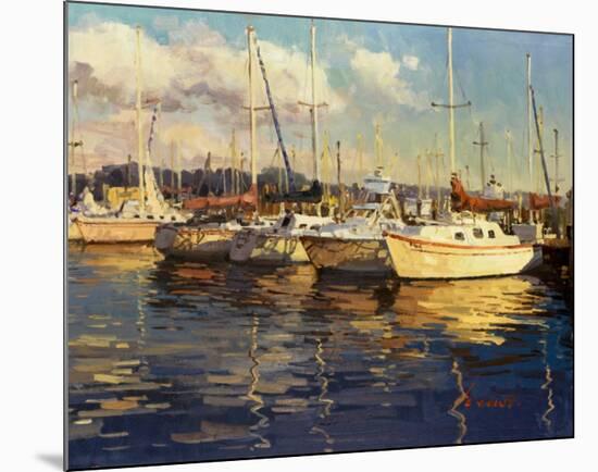 Boats On Glassy Harbor-Furtesen-Mounted Art Print