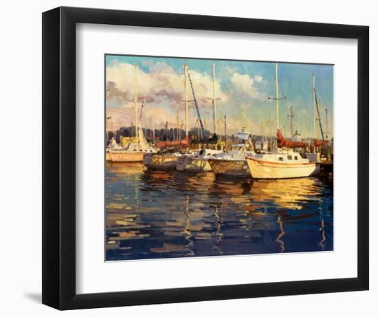 Boats on Glassy Harbor-Furtesen-Framed Art Print