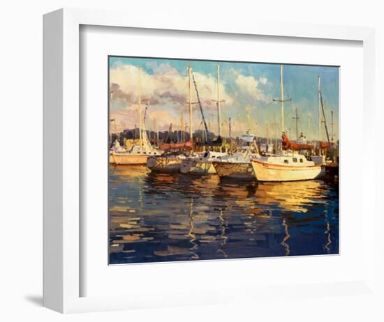 Boats on Glassy Harbor-Furtesen-Framed Art Print