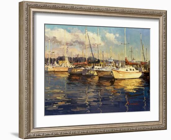 Boats on Glassy Harbor-Furtesen-Framed Art Print