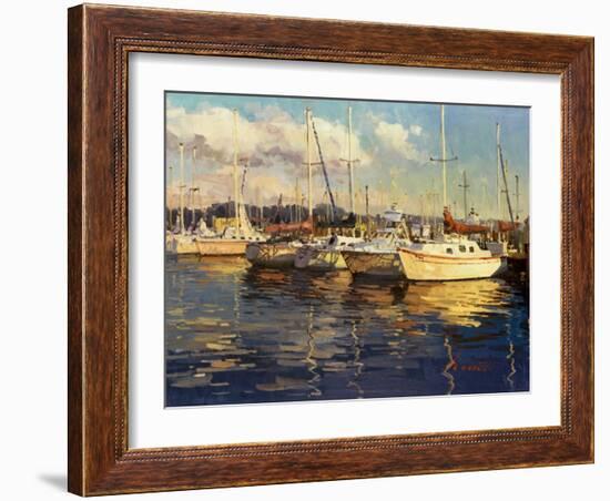 Boats on Glassy Harbor-Furtesen-Framed Art Print