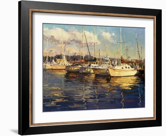 Boats on Glassy Harbor-Furtesen-Framed Art Print