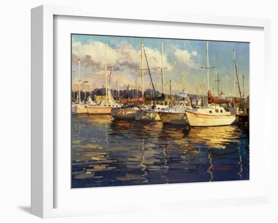 Boats on Glassy Harbor-Furtesen-Framed Art Print