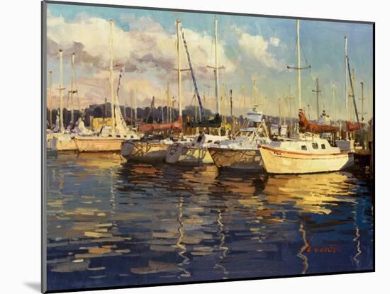 Boats on Glassy Harbor-Furtesen-Mounted Art Print