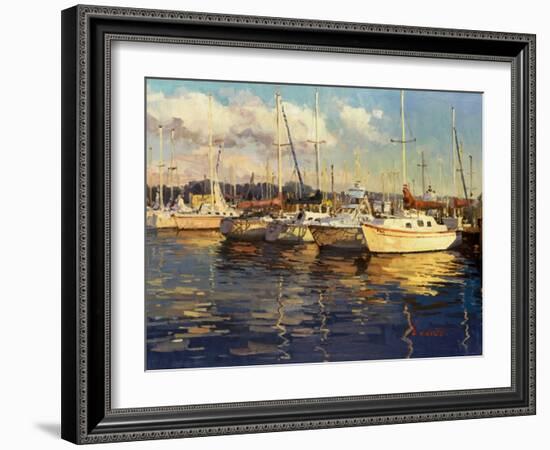 Boats on Glassy Harbor-Furtesen-Framed Art Print