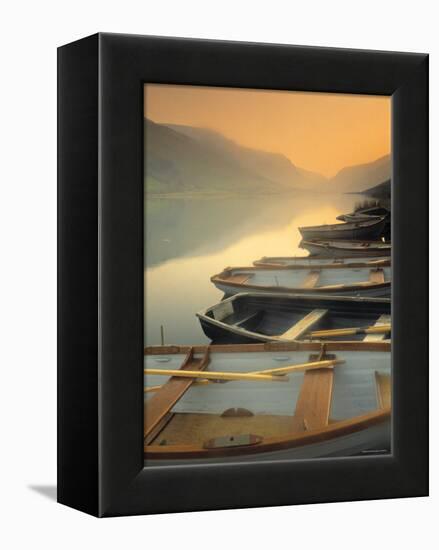 Boats on Lake, Wales-Peter Adams-Framed Premier Image Canvas