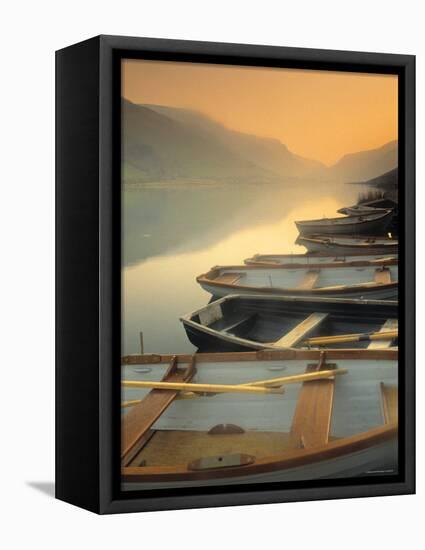 Boats on Lake, Wales-Peter Adams-Framed Premier Image Canvas