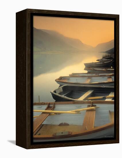 Boats on Lake, Wales-Peter Adams-Framed Premier Image Canvas