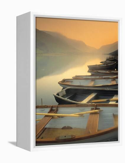 Boats on Lake, Wales-Peter Adams-Framed Premier Image Canvas