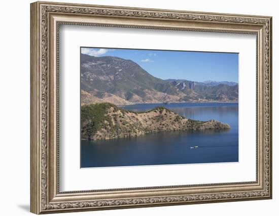 Boats on Lugu Lake, Yunnan, China, Asia-Ian Trower-Framed Photographic Print