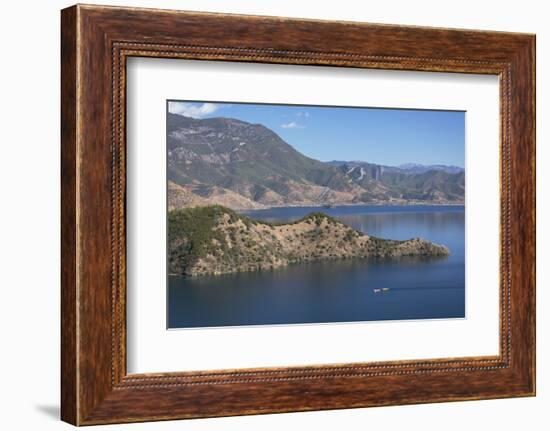 Boats on Lugu Lake, Yunnan, China, Asia-Ian Trower-Framed Photographic Print