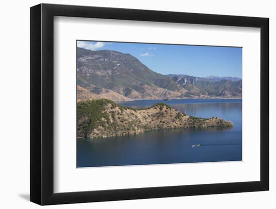 Boats on Lugu Lake, Yunnan, China, Asia-Ian Trower-Framed Photographic Print