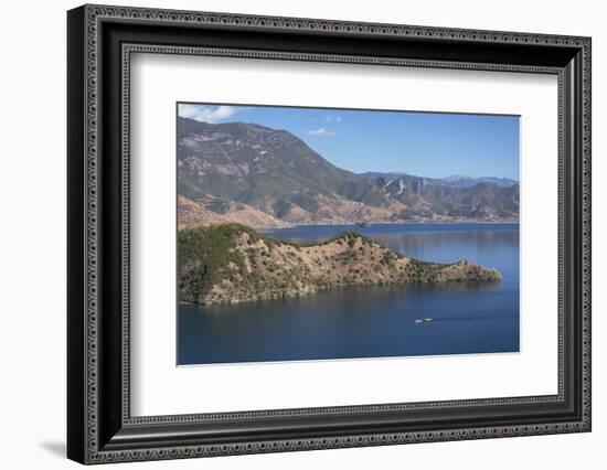 Boats on Lugu Lake, Yunnan, China, Asia-Ian Trower-Framed Photographic Print