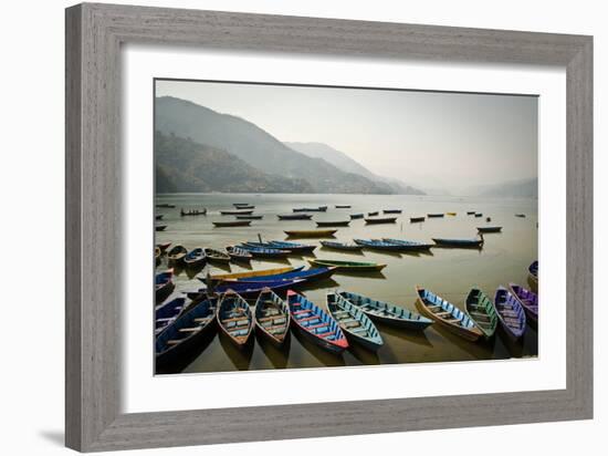 Boats on Phewa Lake, Pokhara, Nepal-Michael Slevin Uttley-Framed Photographic Print