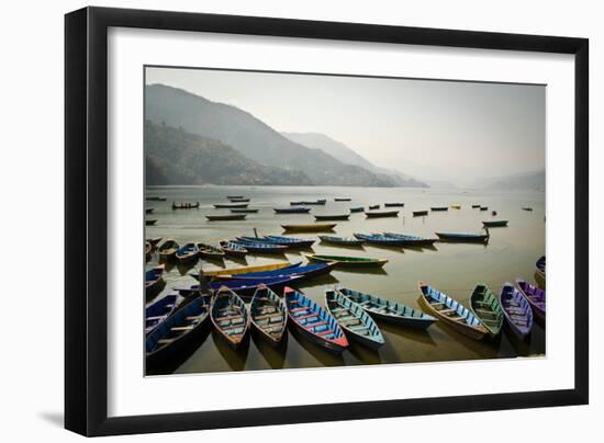 Boats on Phewa Lake, Pokhara, Nepal-Michael Slevin Uttley-Framed Photographic Print