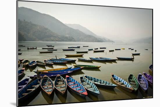 Boats on Phewa Lake, Pokhara, Nepal-Michael Slevin Uttley-Mounted Photographic Print