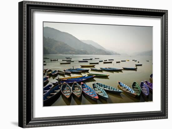 Boats on Phewa Lake, Pokhara, Nepal-Michael Slevin Uttley-Framed Photographic Print