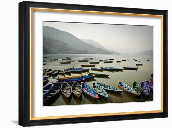 Boats on Phewa Lake, Pokhara, Nepal-Michael Slevin Uttley-Framed Photographic Print