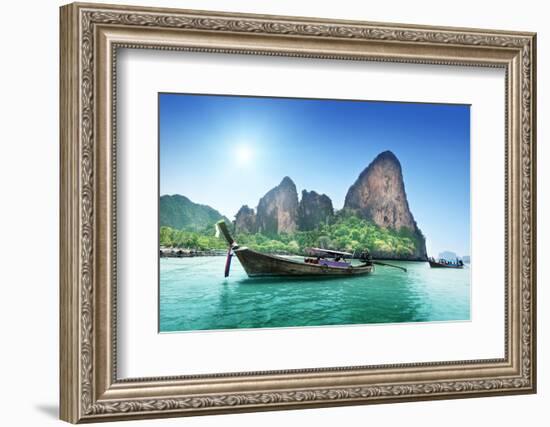 Boats on Railay Beach in Krabi Thailand-Iakov Kalinin-Framed Photographic Print