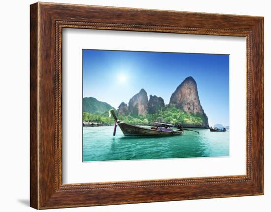 Boats on Railay Beach in Krabi Thailand-Iakov Kalinin-Framed Photographic Print