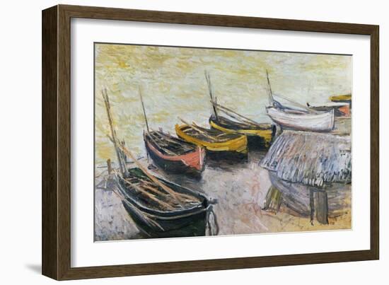 Boats on the Beach, 1883-Claude Monet-Framed Giclee Print