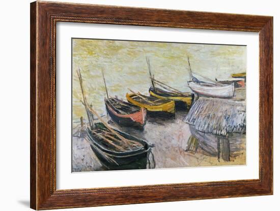 Boats on the Beach, 1883-Claude Monet-Framed Giclee Print