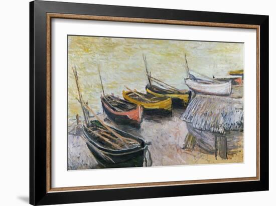 Boats on the Beach, 1883-Claude Monet-Framed Giclee Print