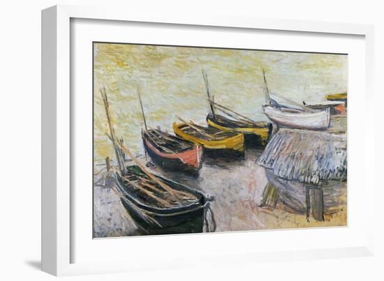 Boats on the Beach, 1883-Claude Monet-Framed Giclee Print