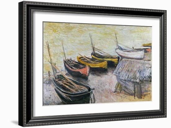 Boats on the Beach, 1883-Claude Monet-Framed Giclee Print