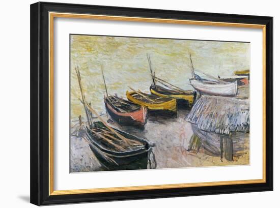 Boats on the Beach, 1883-Claude Monet-Framed Giclee Print