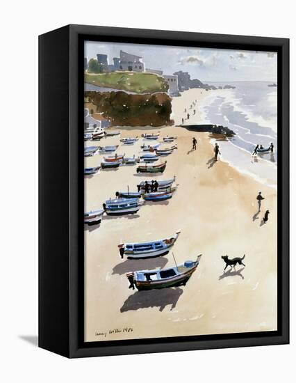 Boats on the Beach, 1986-Lucy Willis-Framed Premier Image Canvas