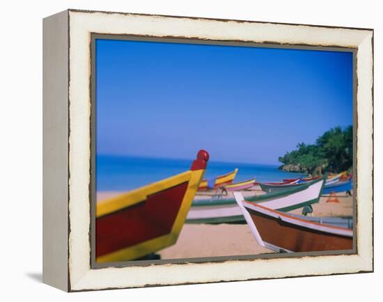 Boats on the Beach, Aguadilla, Puerto Rico-null-Framed Premier Image Canvas