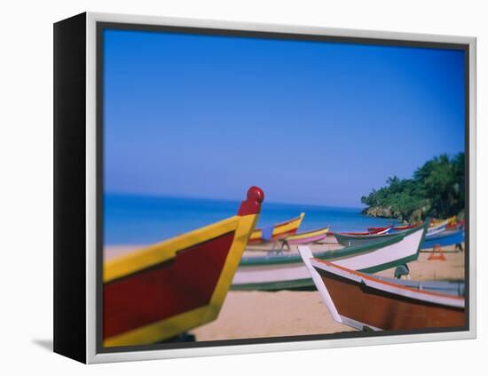 Boats on the Beach, Aguadilla, Puerto Rico-null-Framed Premier Image Canvas