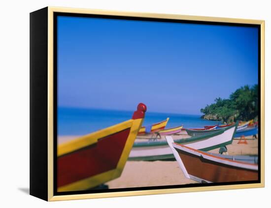 Boats on the Beach, Aguadilla, Puerto Rico-null-Framed Premier Image Canvas