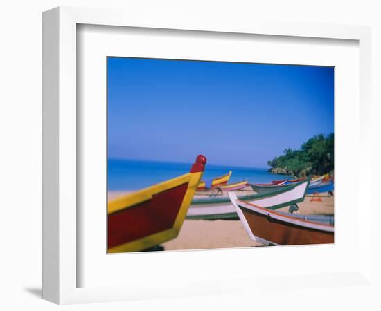 Boats on the Beach, Aguadilla, Puerto Rico-null-Framed Photographic Print