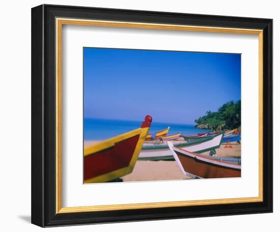 Boats on the Beach, Aguadilla, Puerto Rico-null-Framed Photographic Print