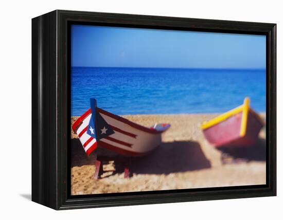 Boats on the Beach, Aguadilla, Puerto Rico-null-Framed Premier Image Canvas