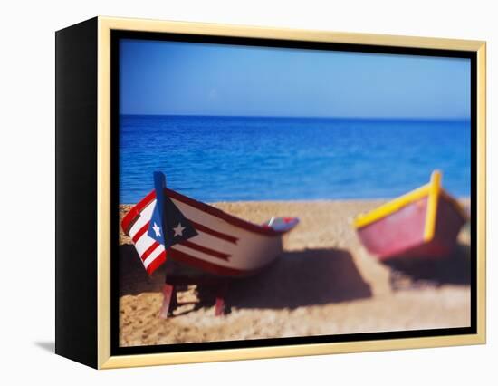 Boats on the Beach, Aguadilla, Puerto Rico-null-Framed Premier Image Canvas