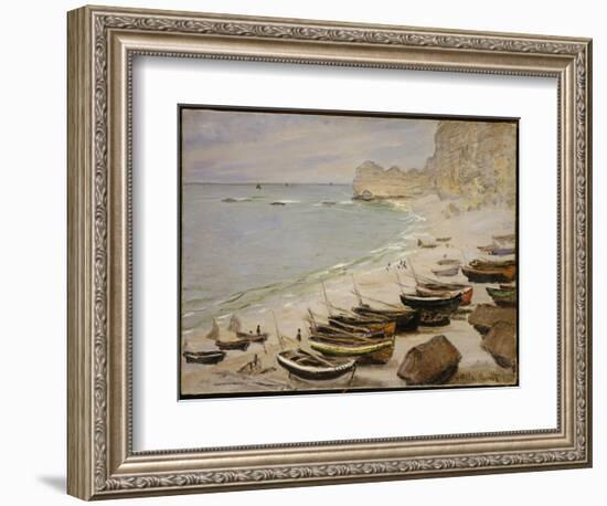 Boats on the Beach at Etretat, 1883-Claude Monet-Framed Giclee Print