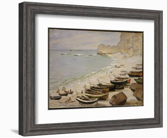 Boats on the Beach at Etretat, 1883-Claude Monet-Framed Giclee Print