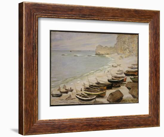 Boats on the Beach at Etretat, 1883-Claude Monet-Framed Giclee Print