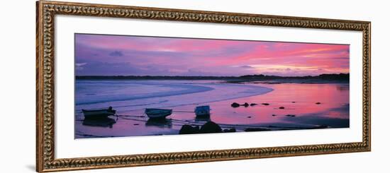 Boats on the Beach at Sunrise, Pors Carn, Finistere, Brittany, France-null-Framed Photographic Print