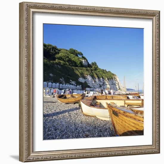 Boats on the Beach, Beer, Devon, England, UK-John Miller-Framed Photographic Print